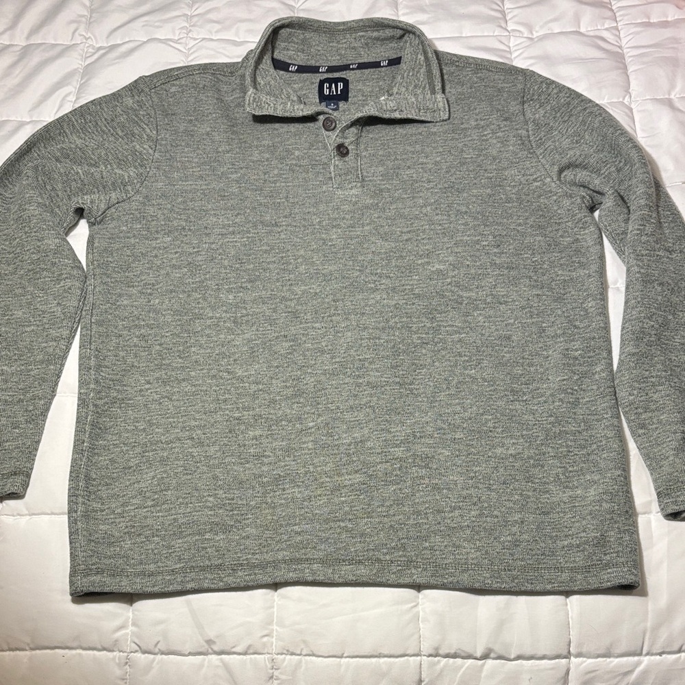 GAP Knit Mock Neck Pullover Button Cotton Blend Rifle Green